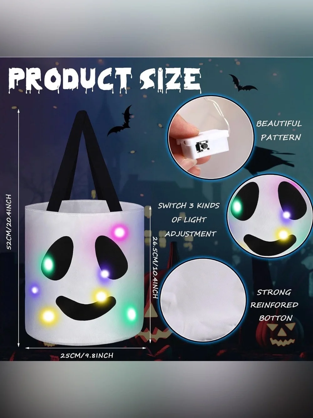 🎃👻 Light-Up Ghost Trick-or-Treat Bag-Multicolor LED